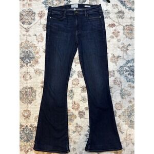 FRAME Womens Blue Le High Flare Jean 32 Dark Wash Pant Stretch High Rise Cotton